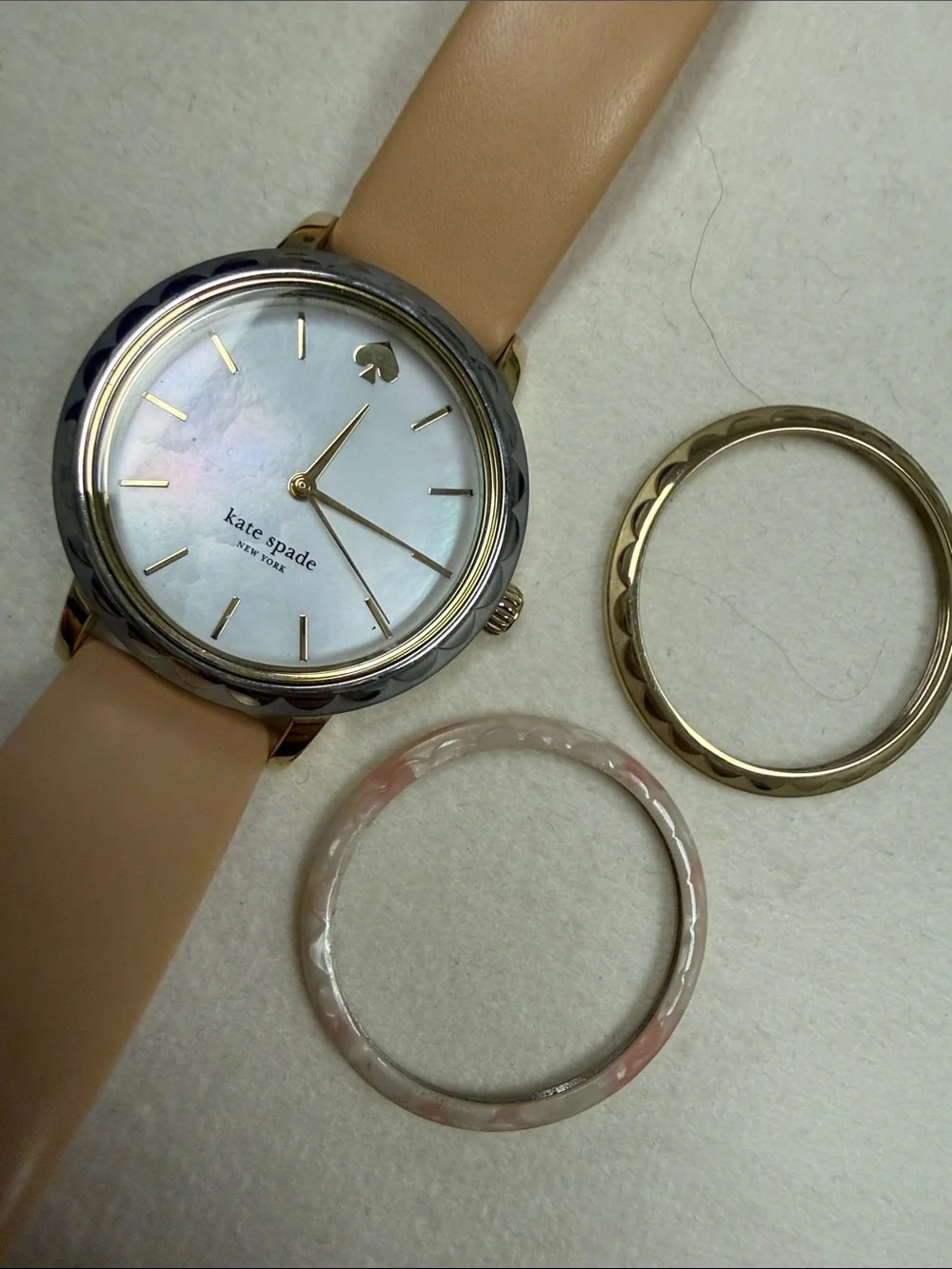kate spade Pink Mother-of-Pearl Dial Watch with Blush Strap